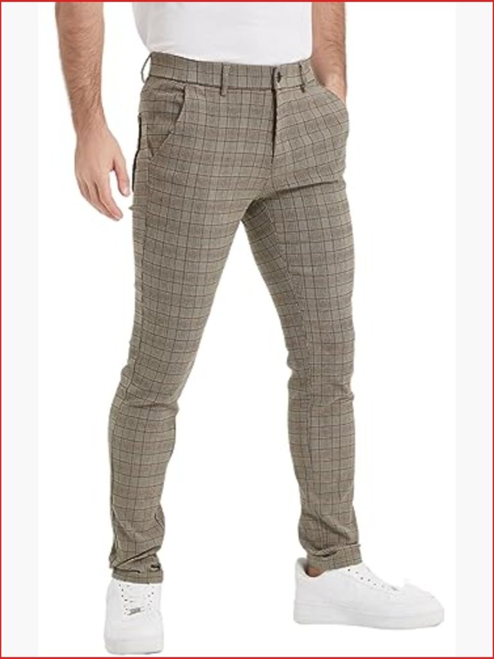 Skinny Dress Pants Plaid Chino for Men - Picture 4 of 7